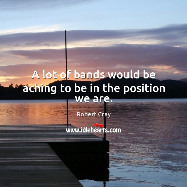 A lot of bands would be aching to be in the position we are. Robert Cray Picture Quote