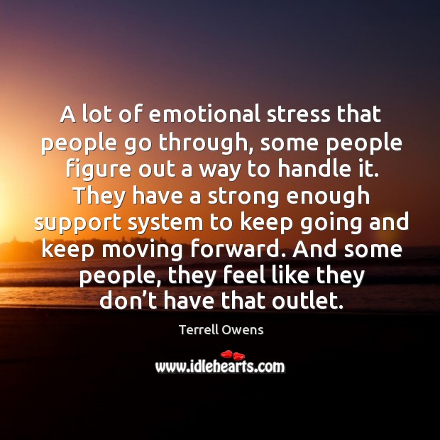 A lot of emotional stress that people go through, some people figure out a way to handle it. Terrell Owens Picture Quote