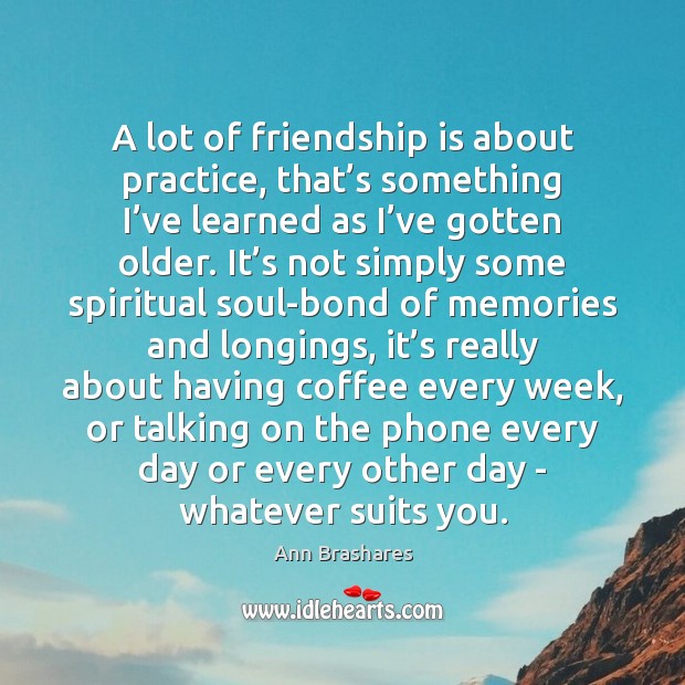 A lot of friendship is about practice, that’s something I’ve Ann Brashares Picture Quote