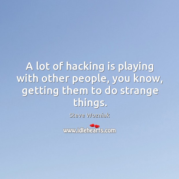 A lot of hacking is playing with other people, you know, getting them to do strange things. Image