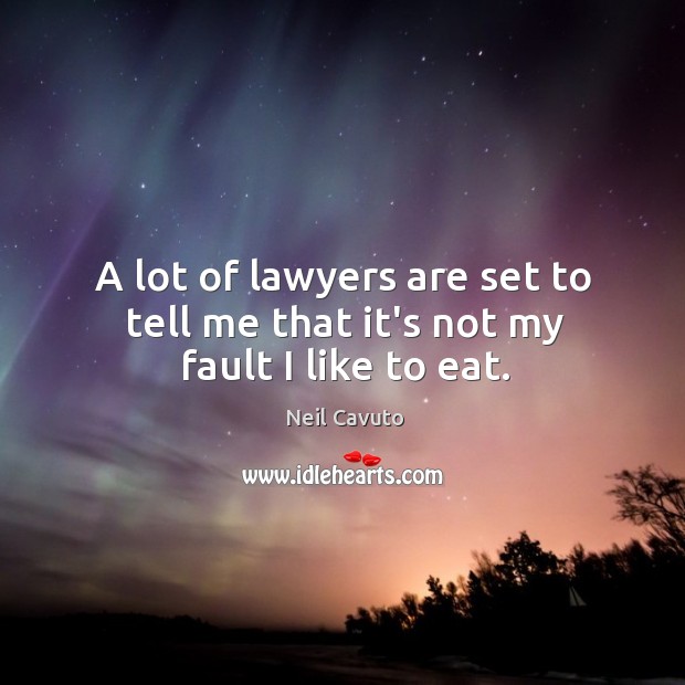 A lot of lawyers are set to tell me that it’s not my fault I like to eat. Neil Cavuto Picture Quote