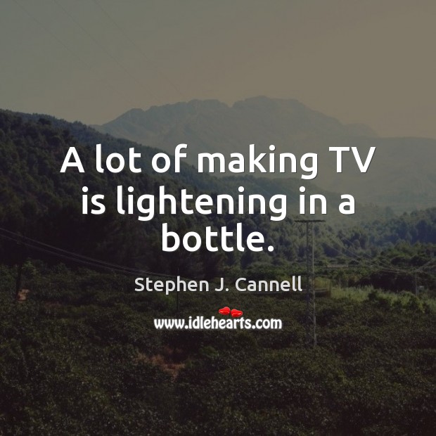 A lot of making TV is lightening in a bottle. Stephen J. Cannell Picture Quote