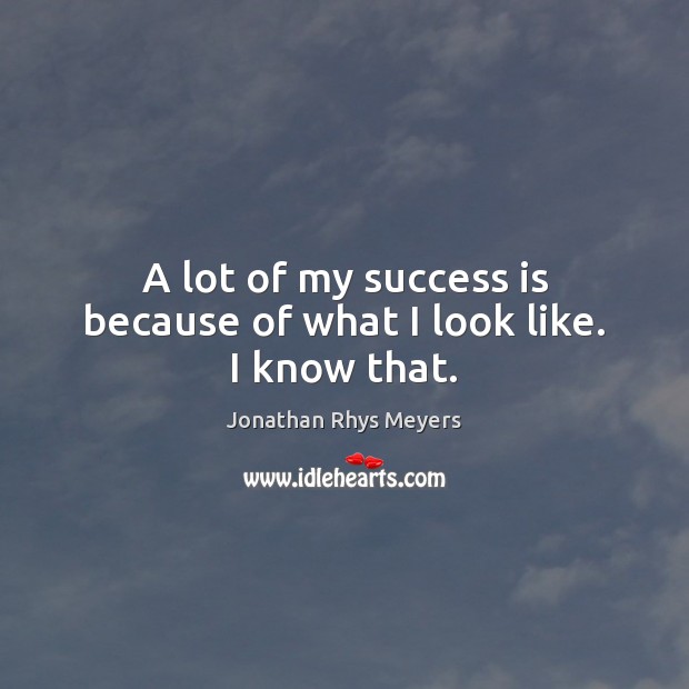 A lot of my success is because of what I look like. I know that. Jonathan Rhys Meyers Picture Quote