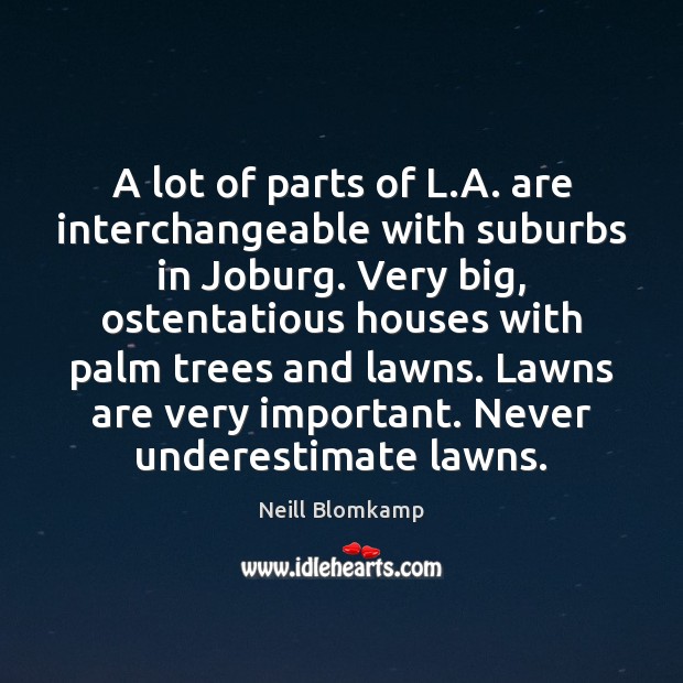 A lot of parts of L.A. are interchangeable with suburbs in Neill Blomkamp Picture Quote