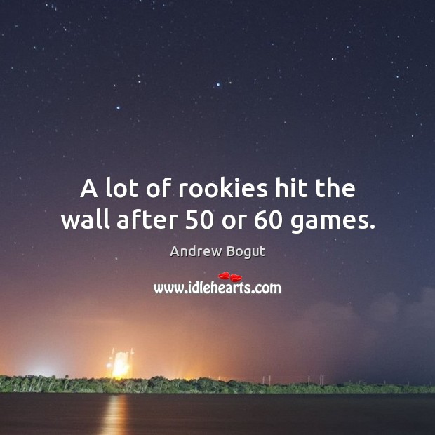 A lot of rookies hit the wall after 50 or 60 games. Image