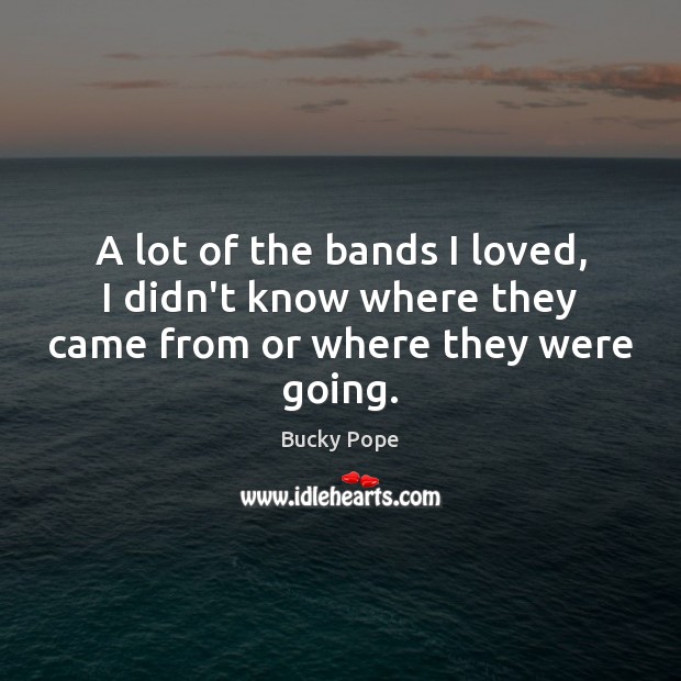 A lot of the bands I loved, I didn’t know where they came from or where they were going. Bucky Pope Picture Quote
