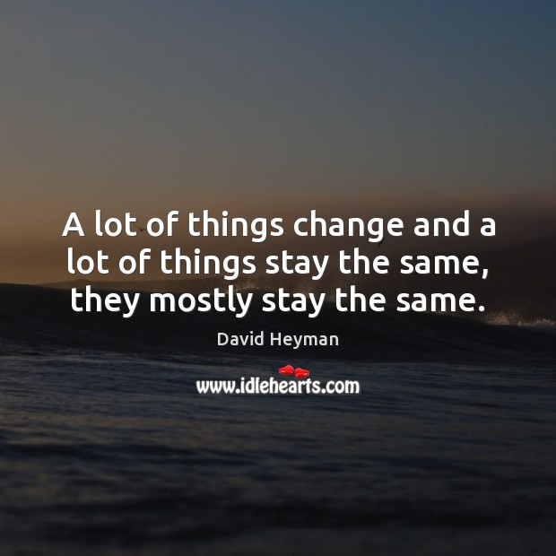 A lot of things change and a lot of things stay the same, they mostly stay the same. David Heyman Picture Quote
