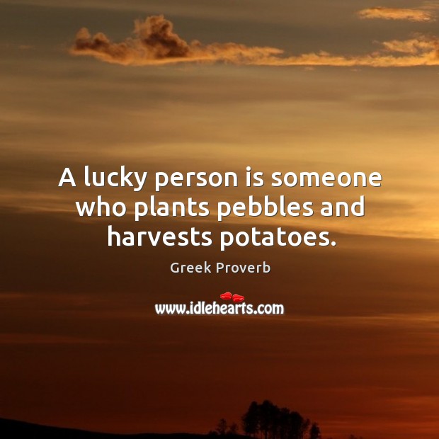 A lucky person is someone who plants pebbles and harvests potatoes. Image