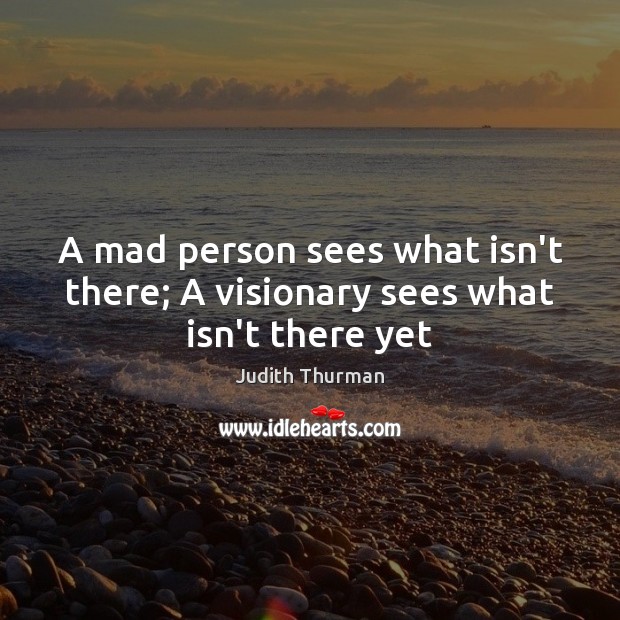 A mad person sees what isn’t there; A visionary sees what isn’t there yet Judith Thurman Picture Quote