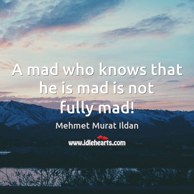 A mad who knows that he is mad is not fully mad! Mehmet Murat Ildan Picture Quote