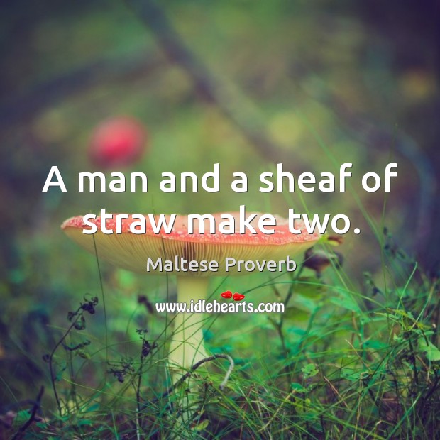A man and a sheaf of straw make two. Image