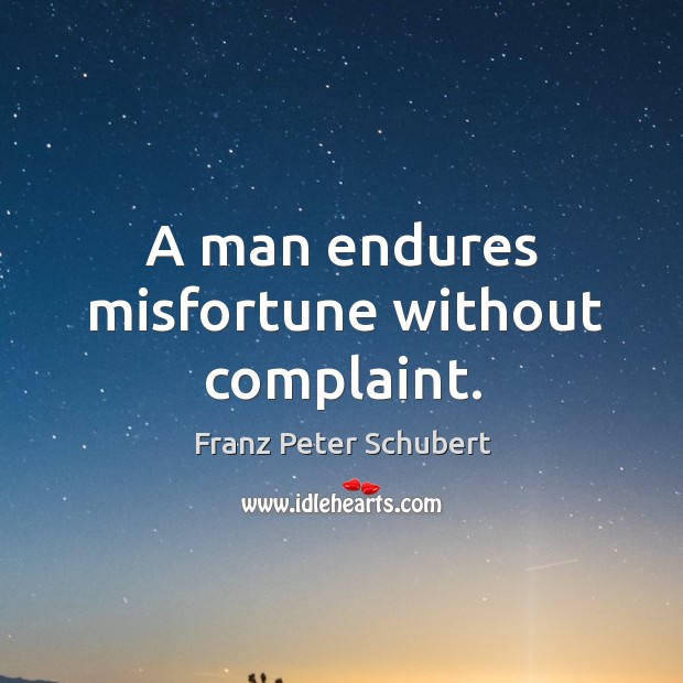 A man endures misfortune without complaint. Franz Peter Schubert Picture Quote