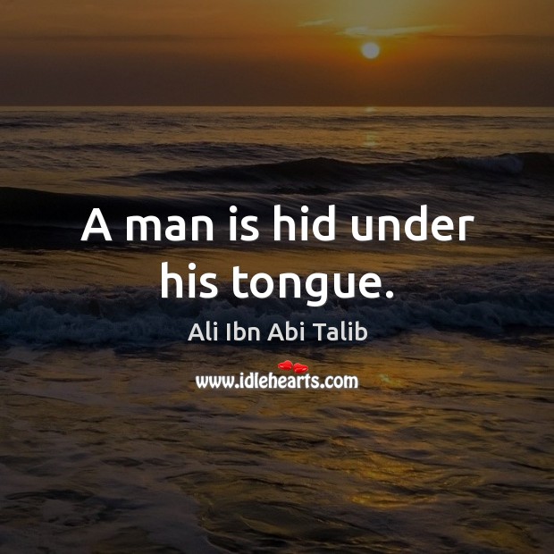 A man is hid under his tongue. Image