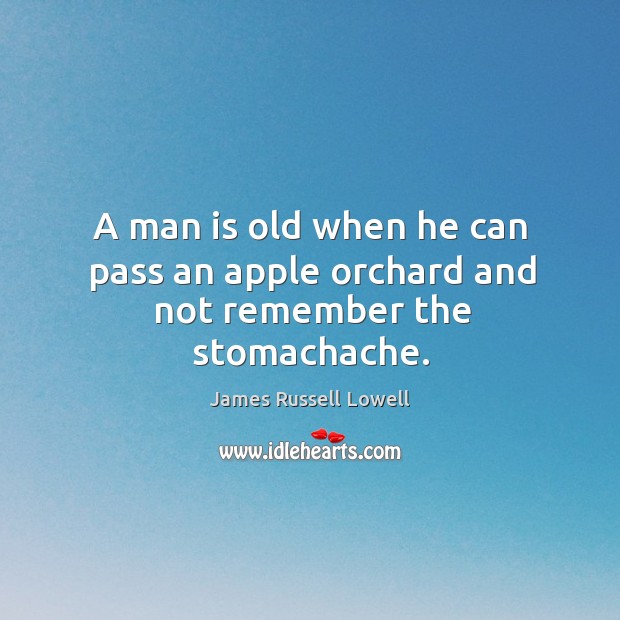 A man is old when he can pass an apple orchard and not remember the stomachache. Image