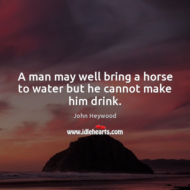 A man may well bring a horse to water but he cannot make him drink. Image