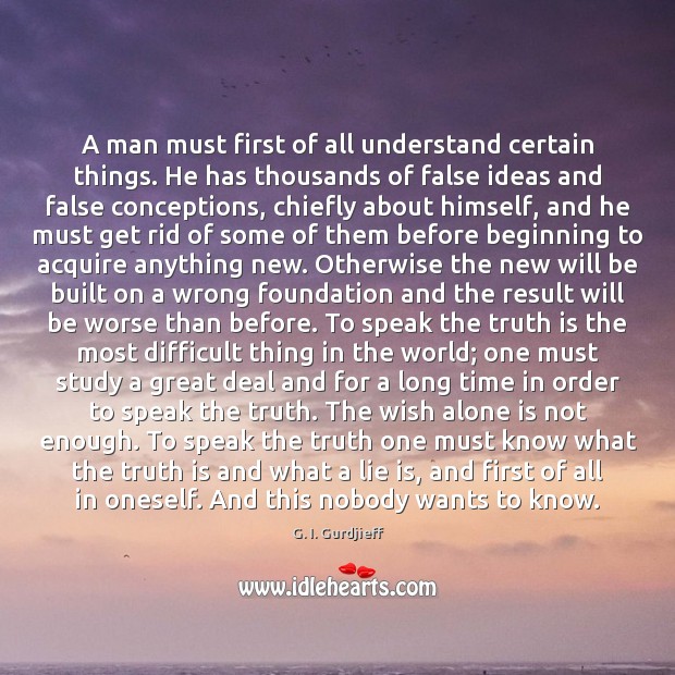 A man must first of all understand certain things. He has thousands G. I. Gurdjieff Picture Quote