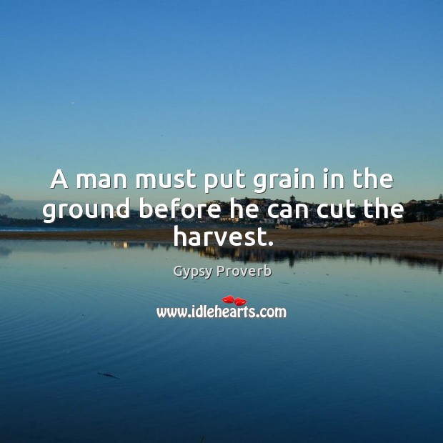 A man must put grain in the ground before he can cut the harvest. Gypsy Proverbs Image