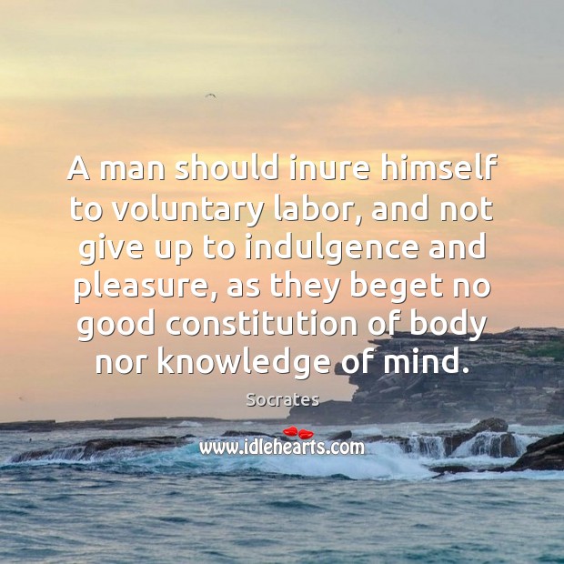 A man should inure himself to voluntary labor, and not give up Socrates Picture Quote