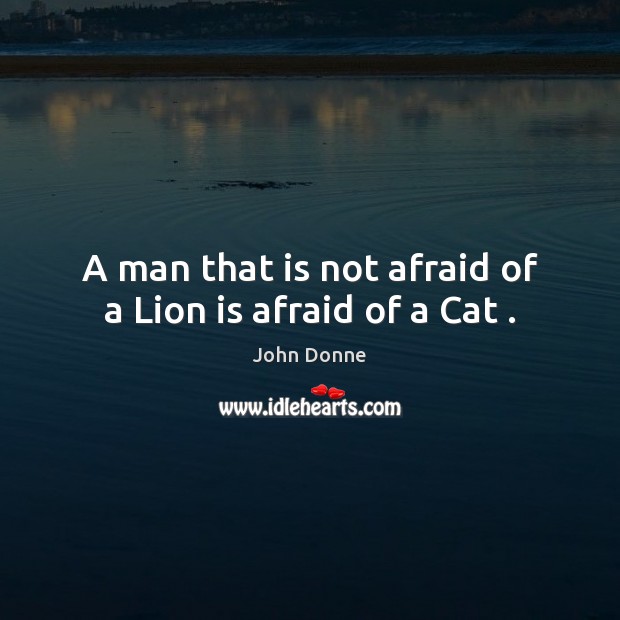 A man that is not afraid of a Lion is afraid of a Cat . 