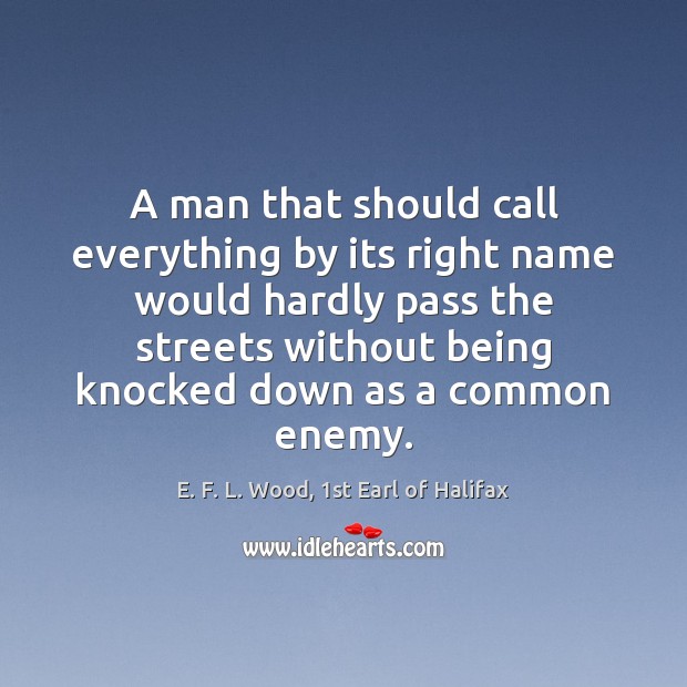 A man that should call everything by its right name would hardly E. F. L. Wood, 1st Earl of Halifax Picture Quote