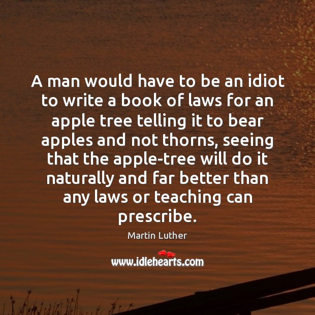 A man would have to be an idiot to write a book Martin Luther Picture Quote