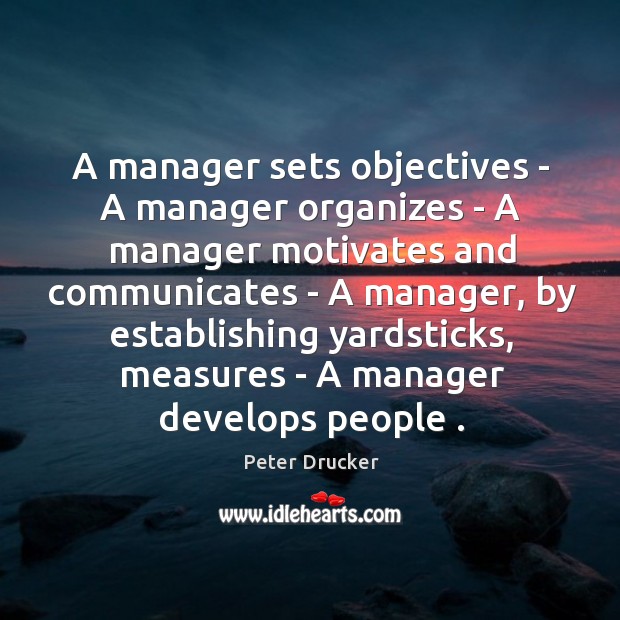A manager sets objectives – A manager organizes – A manager motivates Image