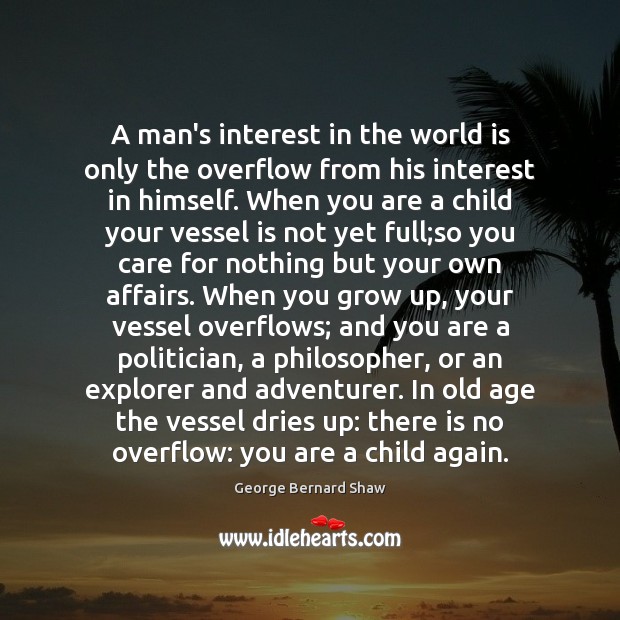 A man’s interest in the world is only the overflow from his George Bernard Shaw Picture Quote