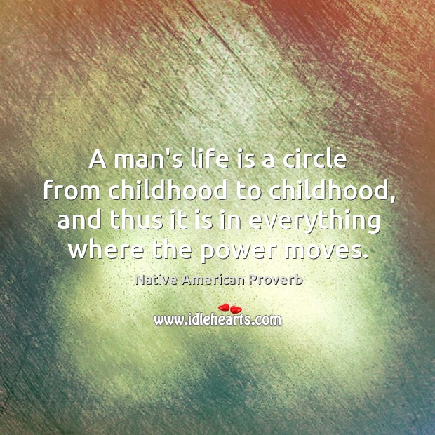 A man’s life is a circle from childhood to childhood Native American Proverbs Image