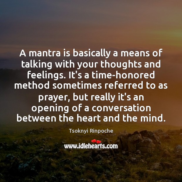 A mantra is basically a means of talking with your thoughts and Tsoknyi Rinpoche Picture Quote