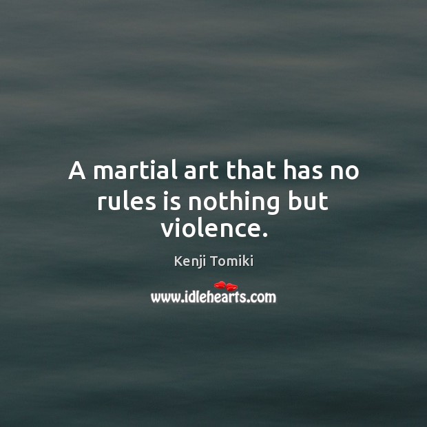 A martial art that has no rules is nothing but violence. Image
