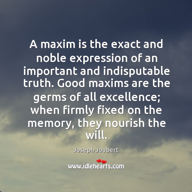 A maxim is the exact and noble expression of an important and Image