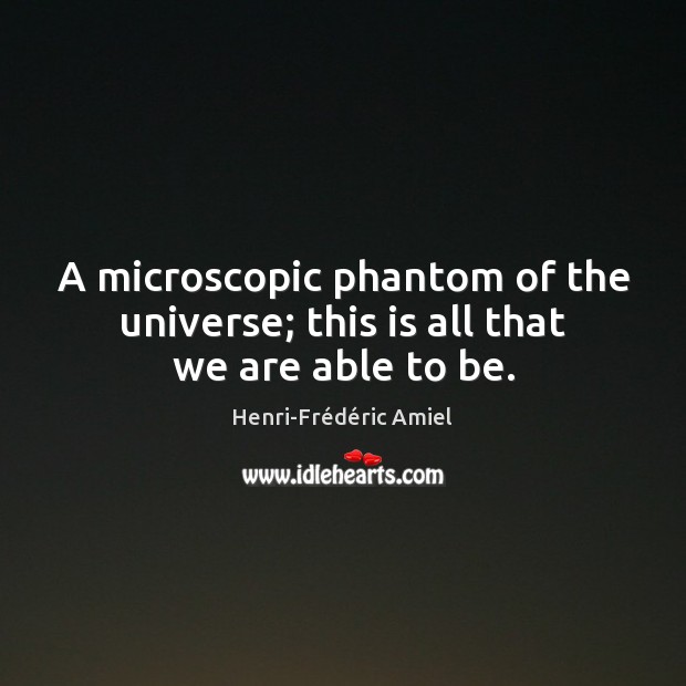 A microscopic phantom of the universe; this is all that we are able to be. Henri-Frédéric Amiel Picture Quote
