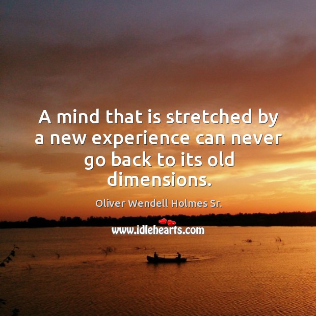 A mind that is stretched by a new experience can never go back to its old dimensions. Image