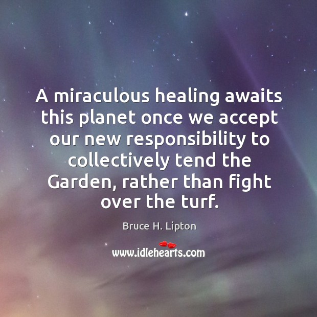 A miraculous healing awaits this planet once we accept our new responsibility Bruce H. Lipton Picture Quote
