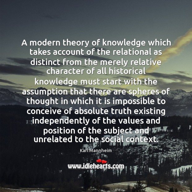 A modern theory of knowledge which takes account of the relational as Image