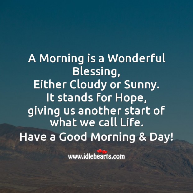 A morning is a wonderful blessing Good Morning Quotes Image