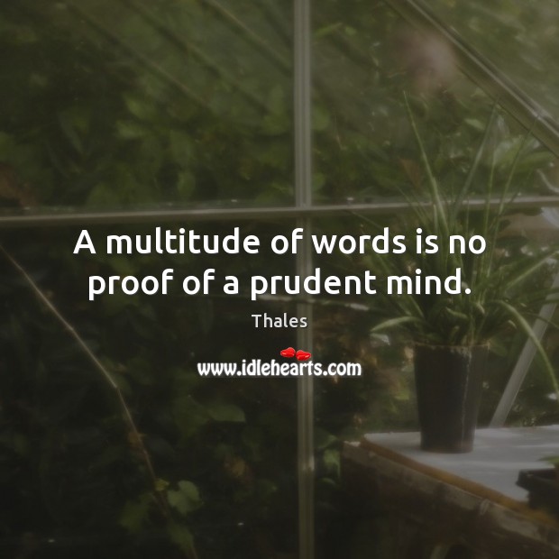 A multitude of words is no proof of a prudent mind. Thales Picture Quote