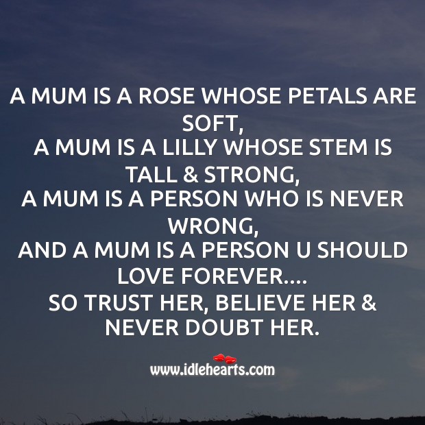 A mum is a rose whose petals are soft Mother’s Day Messages Image