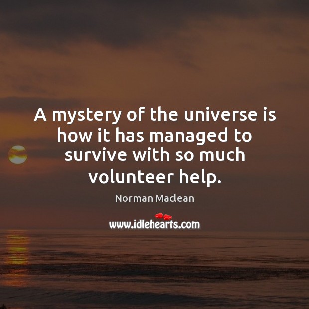 A mystery of the universe is how it has managed to survive with so much volunteer help. Image