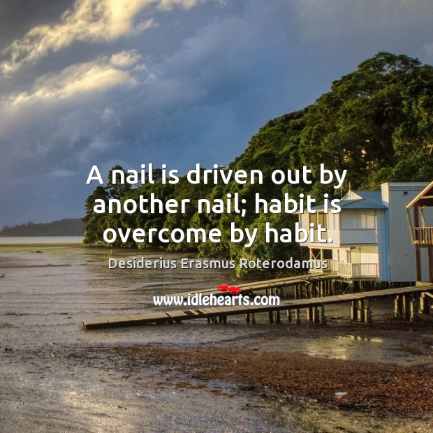 A nail is driven out by another nail; habit is overcome by habit. Desiderius Erasmus Roterodamus Picture Quote