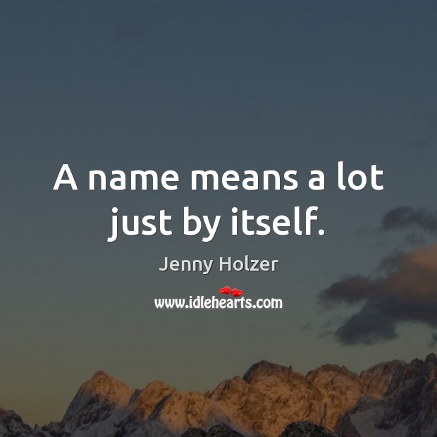 A name means a lot just by itself. Jenny Holzer Picture Quote