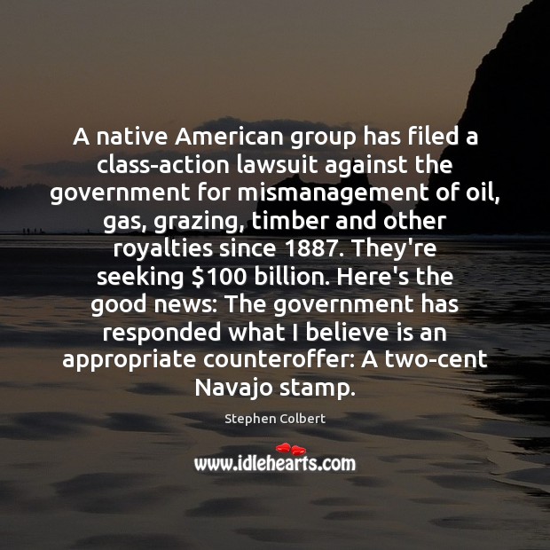 A native American group has filed a class-action lawsuit against the government Image