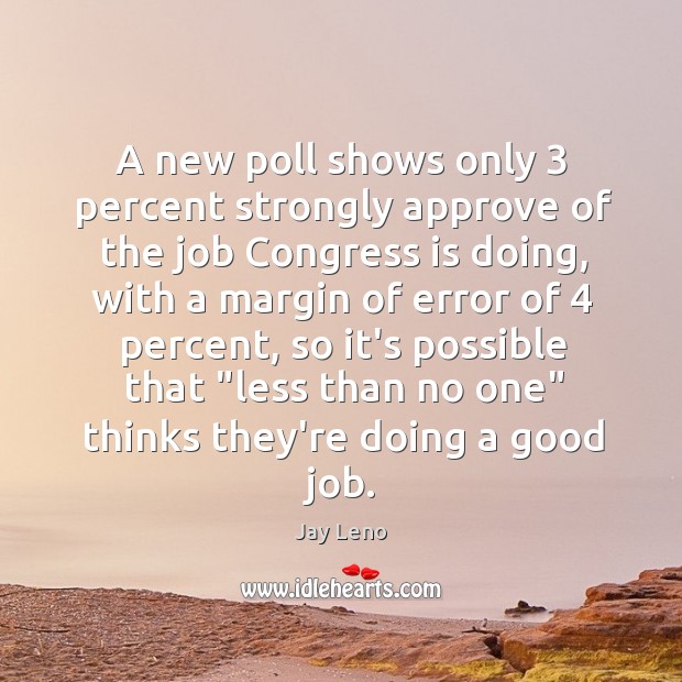A new poll shows only 3 percent strongly approve of the job Congress Jay Leno Picture Quote