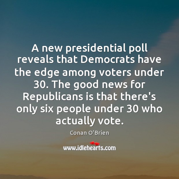 A new presidential poll reveals that Democrats have the edge among voters Conan O’Brien Picture Quote