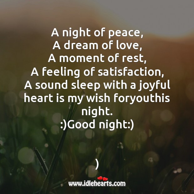 A night of peace Good Night Quotes Image