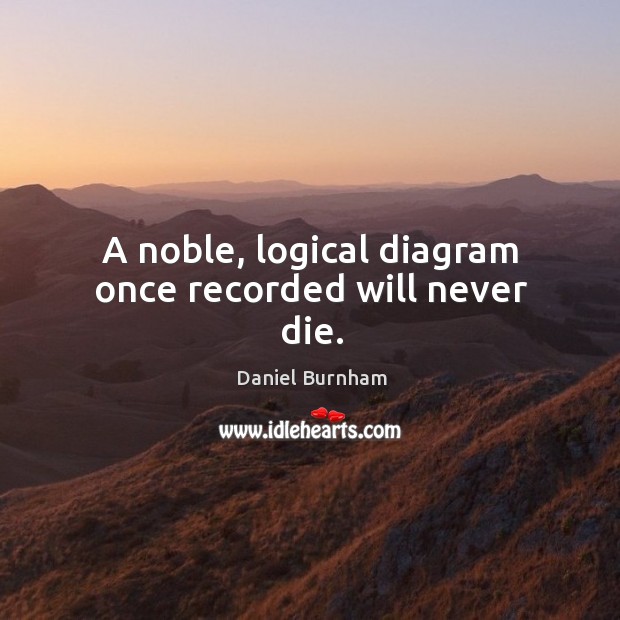 A noble, logical diagram once recorded will never die. Daniel Burnham Picture Quote