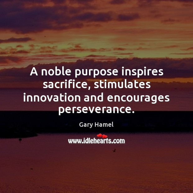 A noble purpose inspires sacrifice, stimulates innovation and encourages perseverance. Image