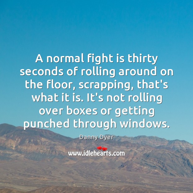 A normal fight is thirty seconds of rolling around on the floor, Danny Dyer Picture Quote
