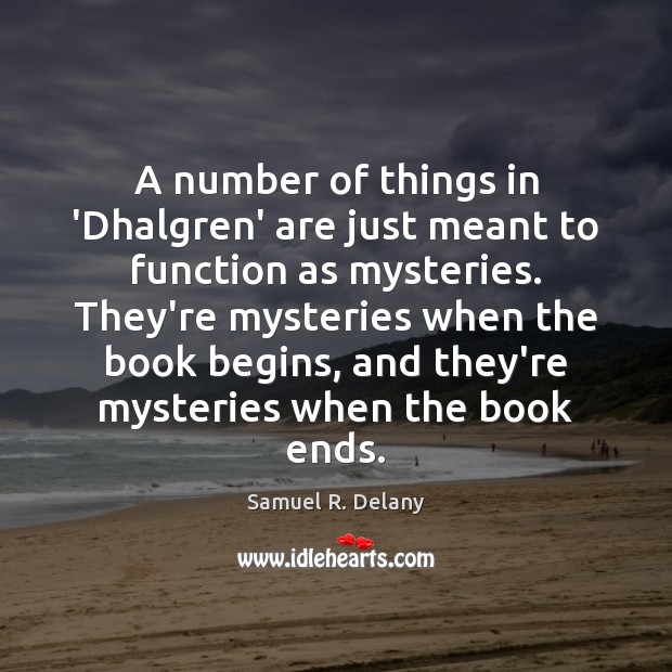 A number of things in ‘Dhalgren’ are just meant to function as Samuel R. Delany Picture Quote