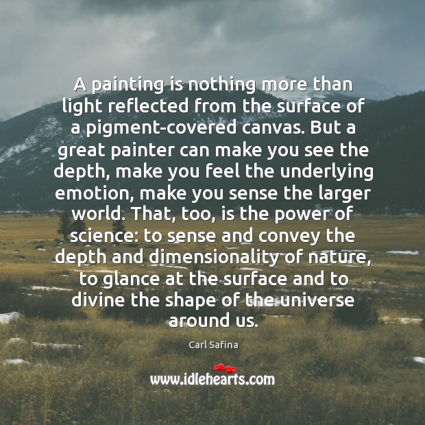 A painting is nothing more than light reflected from the surface of Carl Safina Picture Quote